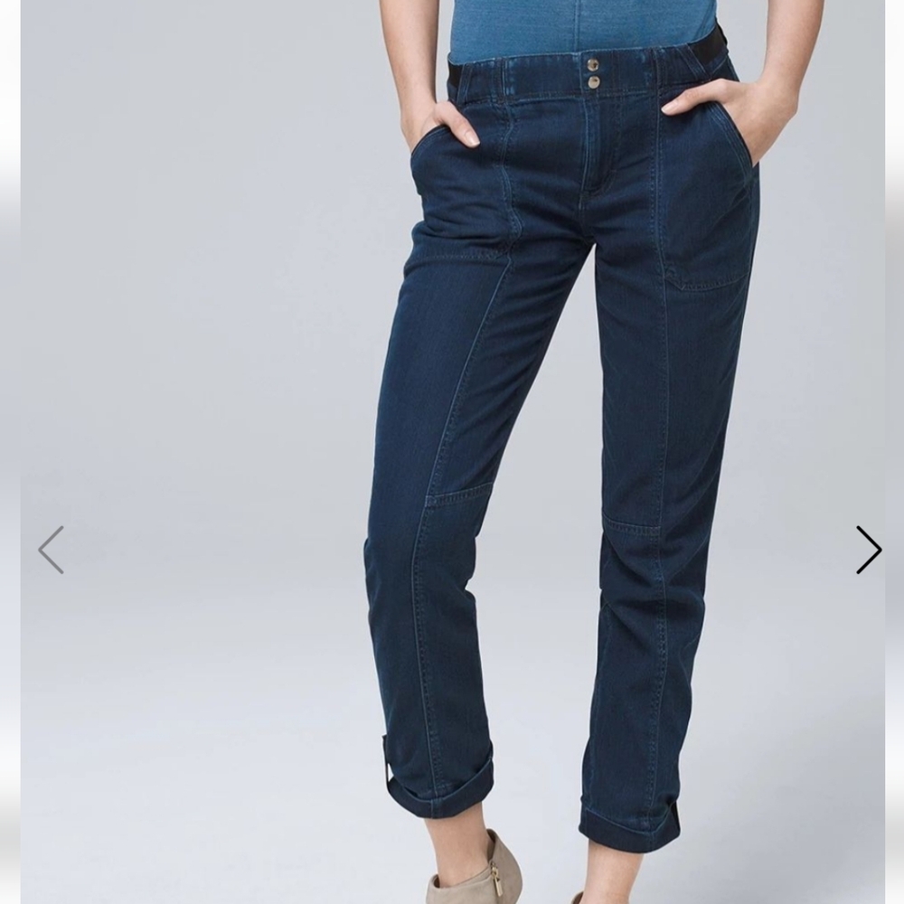 WHBM Mid-Rise Pret-A-Pedi Crop Pants Navy Blue size 12